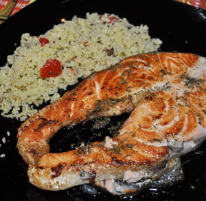 receta cocina ensalada cuscus salmon plancha